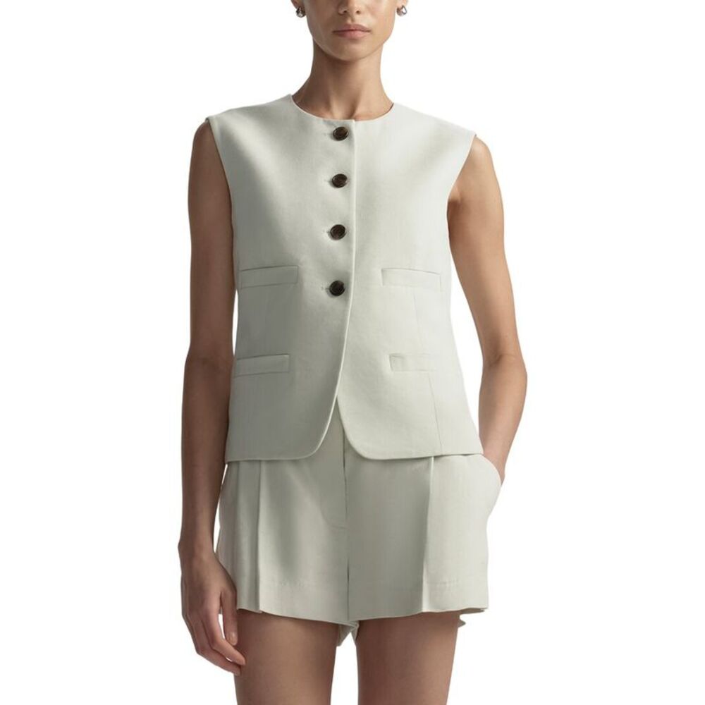 A.L.C. Womens  Georgie Linen-Blend Vest, Green